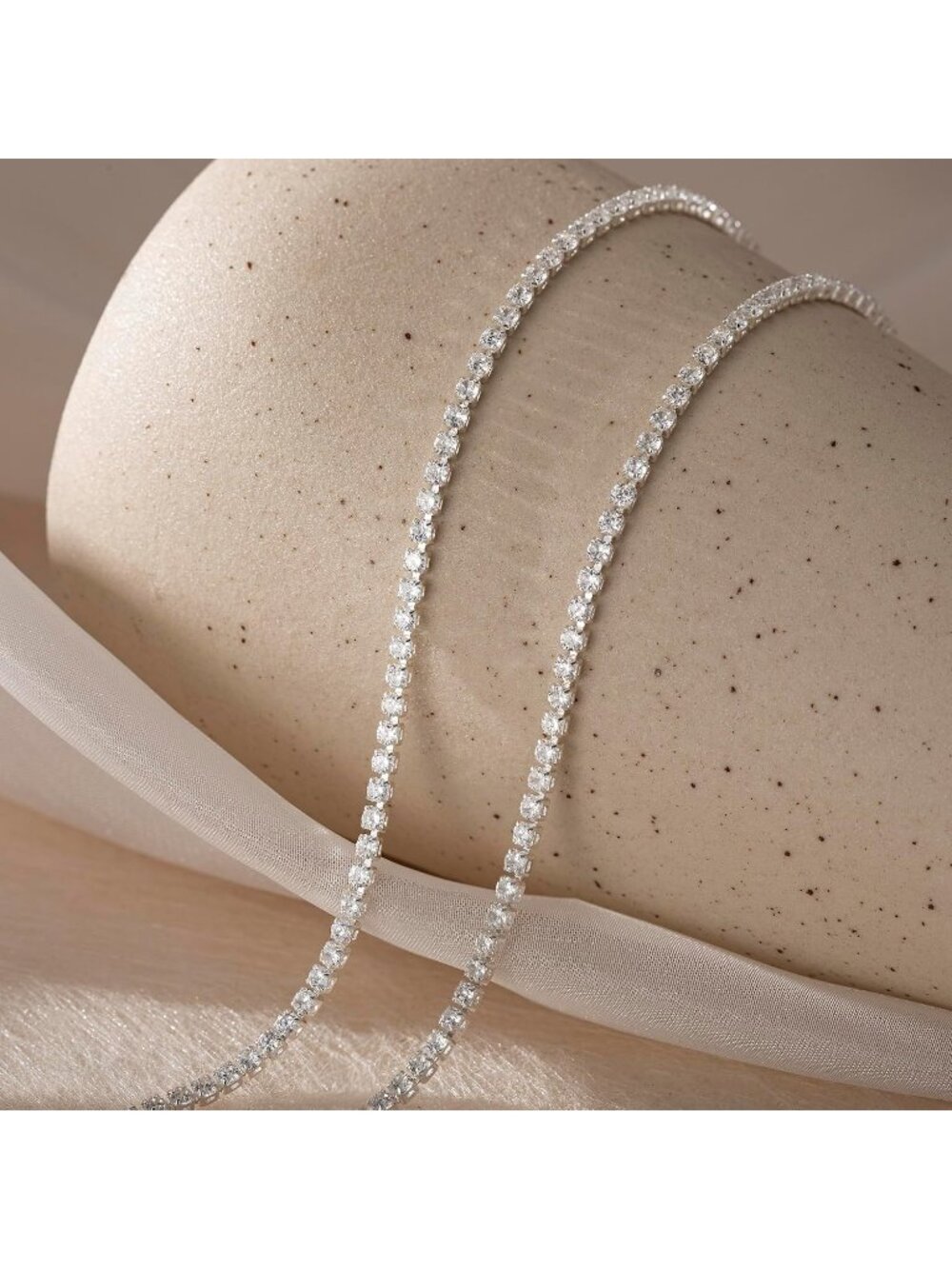 Women's Tennis Silver Non Tarnish Chunky 14k Gold Plated Layered Necklaces - Picture 6 of 6